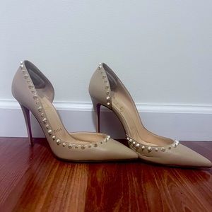 Christian Louboutin Natural spiked heel.